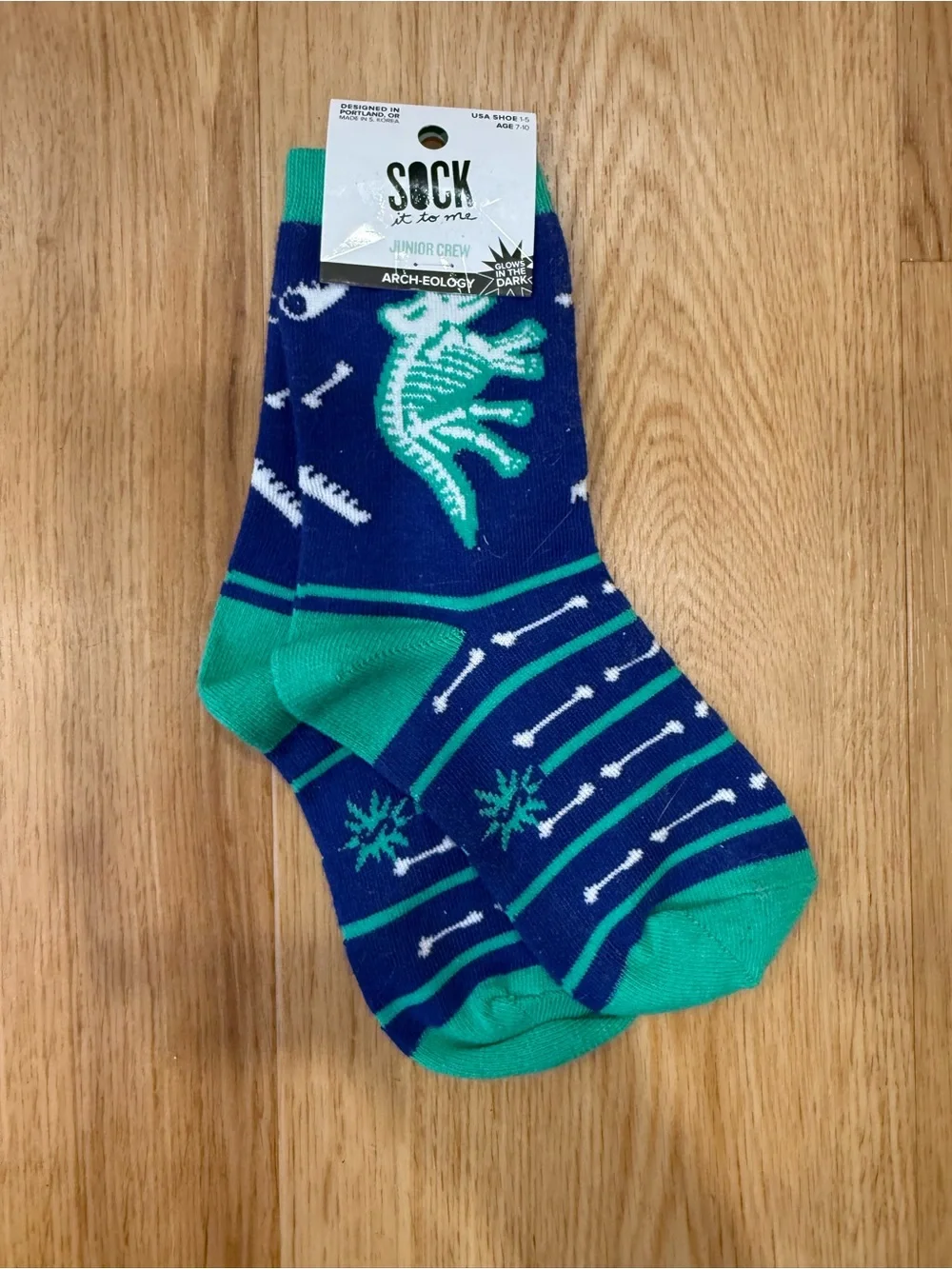 Blue & Teal Dinosaur Crew Socks